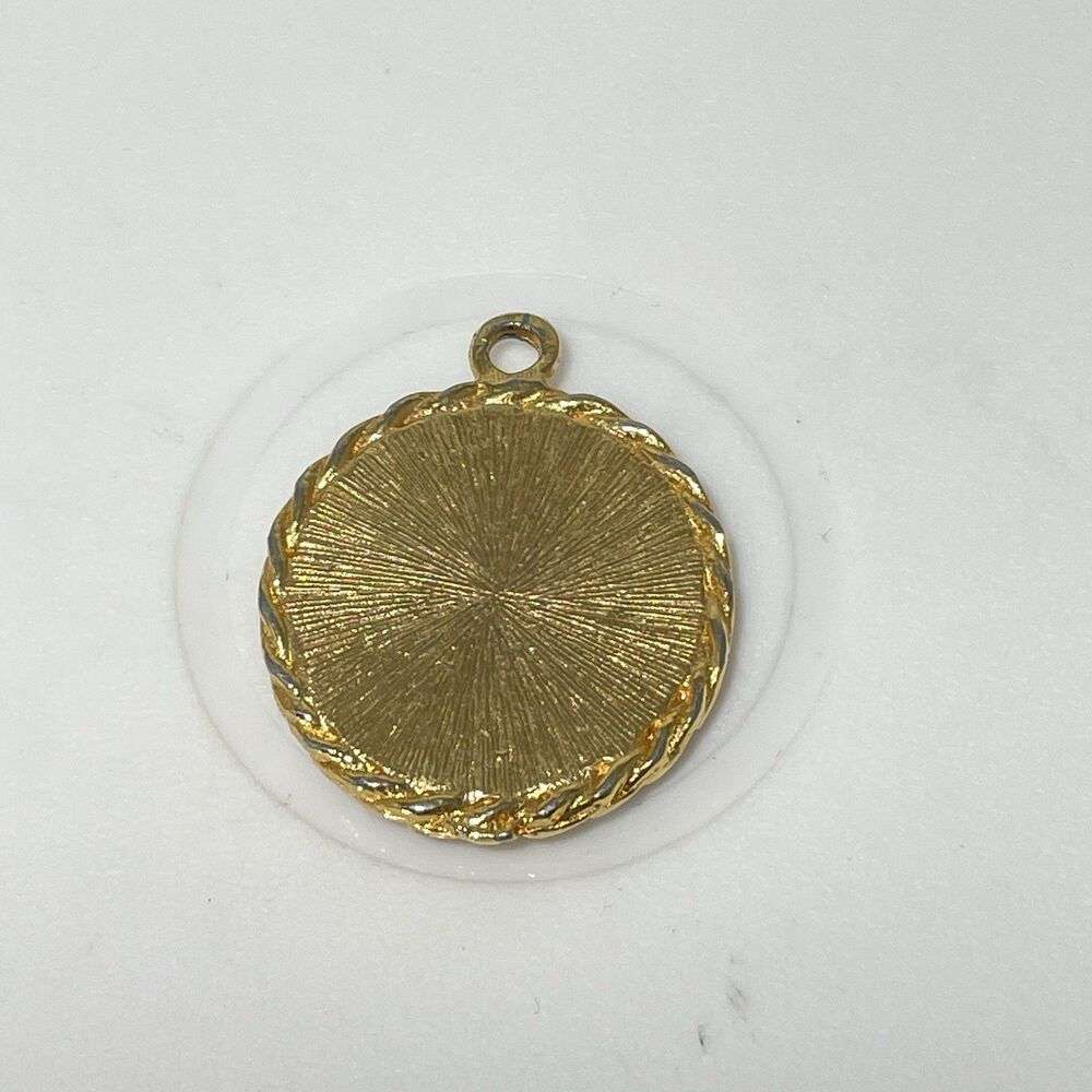 Vintage Gold Tone Tree of Life Round Pendant Charm With Multicolor Rhinestones - Picture 2 of 4